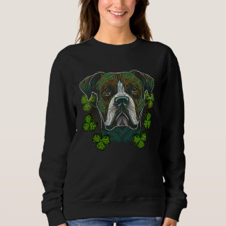 Boxer Dog Face Mandala Shamrock Irish C St Patrick Sweatshirt