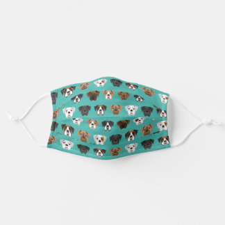 Boxer dog faces turquoise cloth face mask
