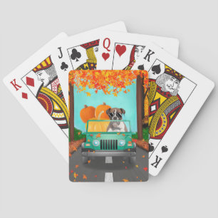 Boxer Dog Fall Pumpkin Playing Cards