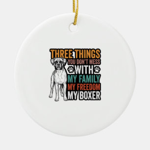Boxer Dog Family Freedom Vintage Shirt Design_1 Ceramic Tree Decoration