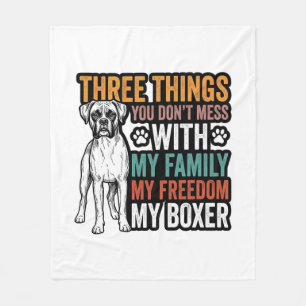 Boxer Dog Family Freedom Vintage Shirt Design_1 Fleece Blanket