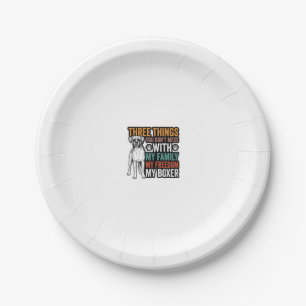 Boxer Dog Family Freedom Vintage Shirt Design_1 Paper Plate