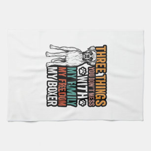 Boxer Dog Family Freedom Vintage Shirt Design_1 Tea Towel
