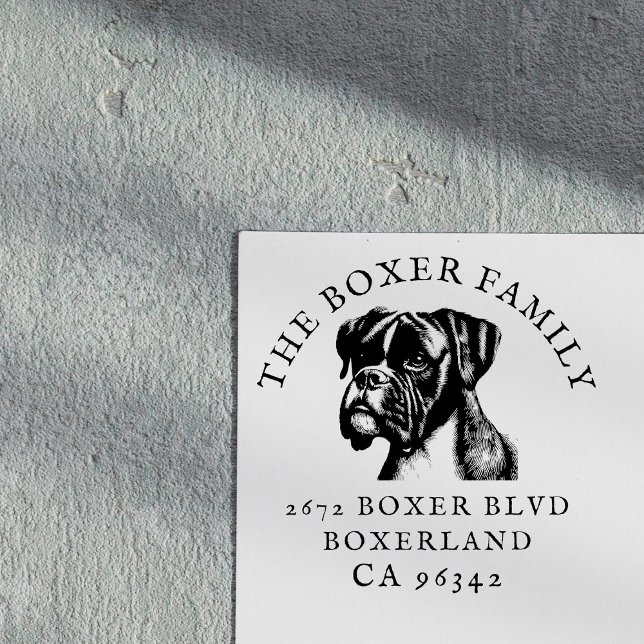 Boxer Dog Family Name Return Address Rubber Stamp (Creator Uploaded)