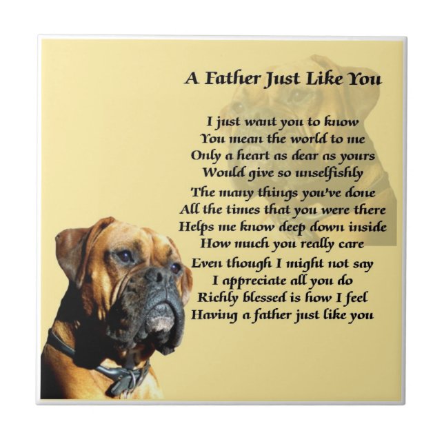 Boxer Dog Father Poem Tile (Front)