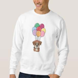 Boxer Dog Flies With Colourful Balloons Sweatshirt