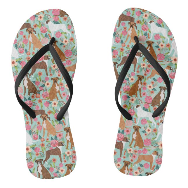 Boxer Dog Florals Jandals (Footbed)