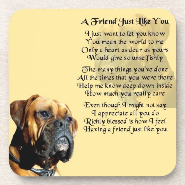Boxer Dog - Friend Poem Coaster (Front)
