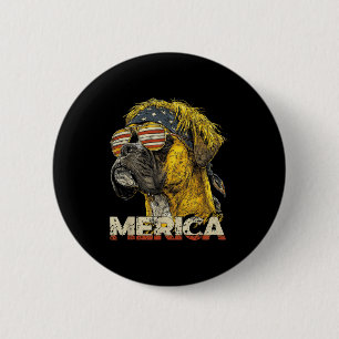 Boxer dog - funny 4th of july american flag 6 cm round badge