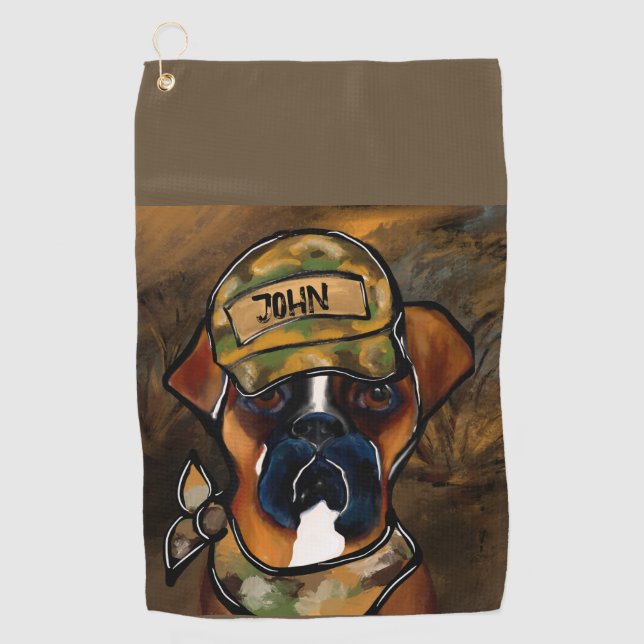 Boxer Dog Golf Towel (Front)