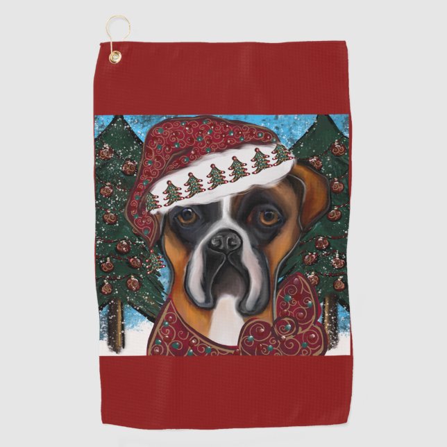 Boxer Dog Golf Towel (Front)