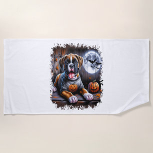Boxer Dog Halloween Beach Towel