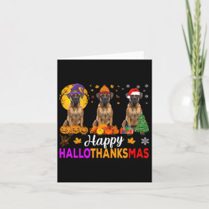 Boxer Dog Halloween Christmas Hallothanksmas Card