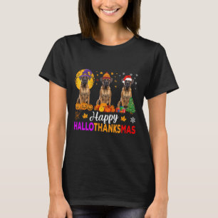Boxer Dog Halloween Christmas Hallothanksmas T-Shirt