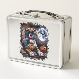 Boxer Dog Halloween Metal Lunch Box