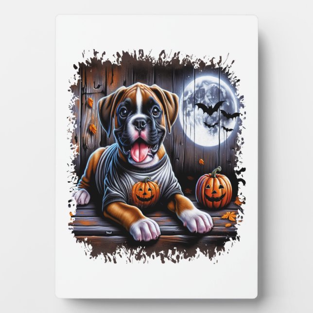 Boxer Dog Halloween Plaque (Front)