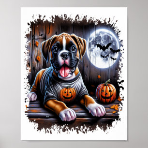 Boxer Dog Halloween Poster
