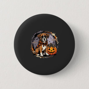 Boxer Dog Halloween Pumpkin Sublimation 6 Cm Round Badge