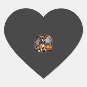 Boxer Dog Halloween Pumpkin Sublimation Heart Sticker