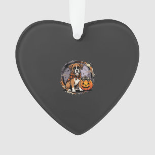 Boxer Dog Halloween Pumpkin Sublimation Ornament