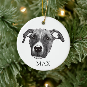 Boxer Dog Hand Drawing Personalized Ceramic Tree Decoration