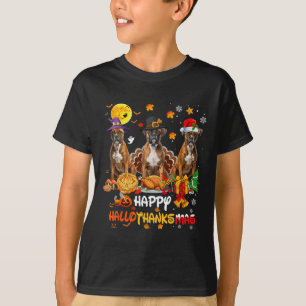 Boxer Dog Happy Halloween Thanksgiving Merry Chris T-Shirt