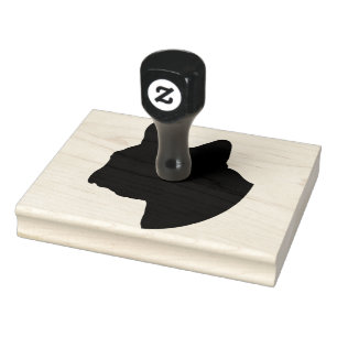 Boxer Dog Head Silhouette, 4" x 5" Rubber Stamp