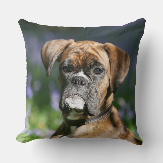 Boxer Dog Headshot Cushion (Front)