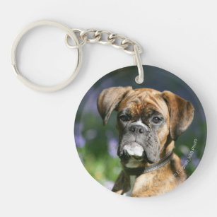 Boxer Dog Headshot Key Ring