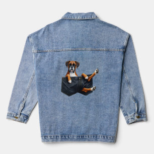 Boxer Dog In A Pocket Denim Jacket