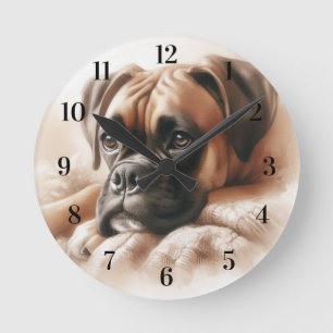 Boxer Dog in a Serene Pose Round Clock