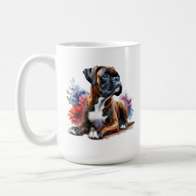 Boxer Dog in Bloom Boxer & Blossoms Coffee Mug (Left)