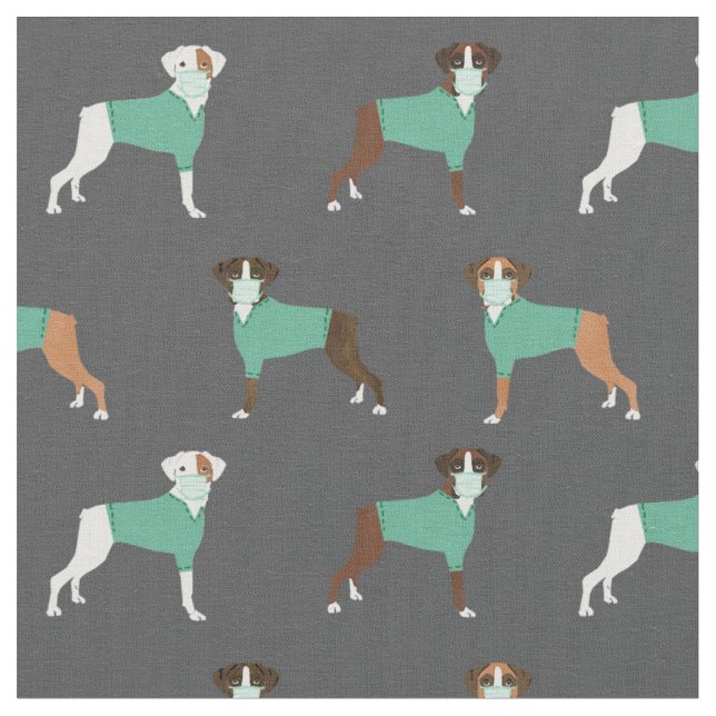 Boxer Dog in scrubs charcoal grey Fabric (Close Up)