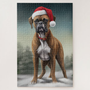 Boxer Dog in Snow Christmas  Jigsaw Puzzle