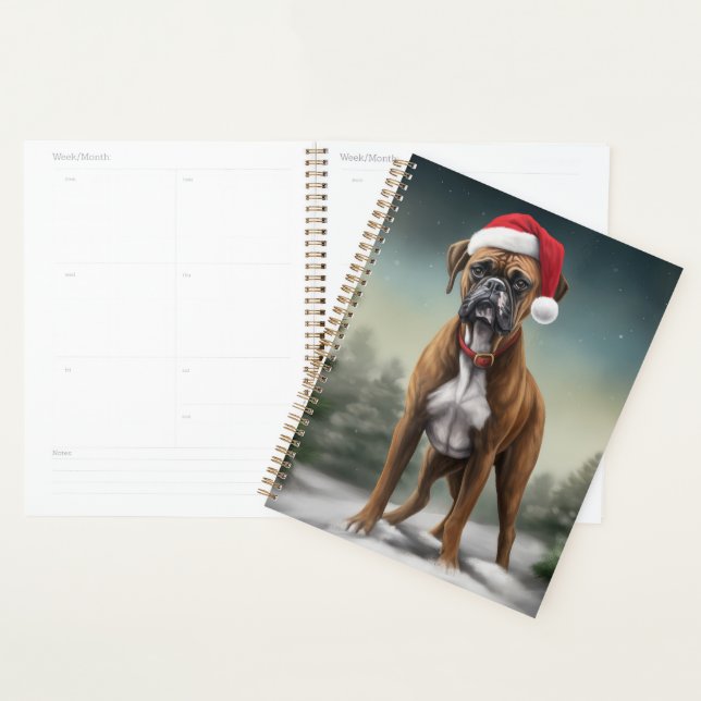 Boxer Dog in Snow Christmas  Planner (Display)
