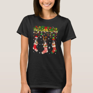 Boxer Dog In Sock Xmas Reindeer Santa Elf Dog Paja T-Shirt