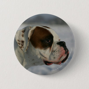 Boxer Dog in the Snow 6 Cm Round Badge
