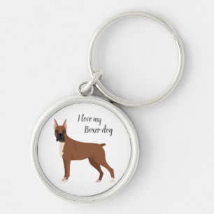 Boxer dog keychain. Any coat color, any type of ea Key Ring