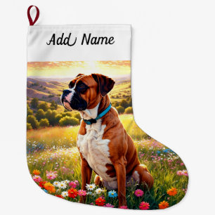 Boxer Dog Large Christmas Stocking