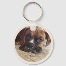 Boxer Dog Lover Custom Photo Keychain Keepsake
