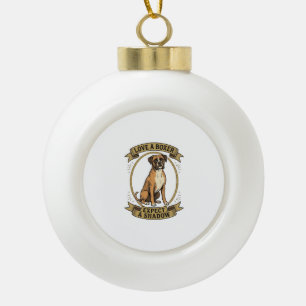 Boxer Dog Lover Shirt Vintage Engraving Funny Pet Ceramic Ball Christmas Ornament