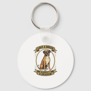 Boxer Dog Lover Shirt Vintage Engraving Funny Pet  Key Ring