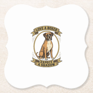 Boxer Dog Lover Shirt Vintage Engraving Funny Pet Paper Coaster