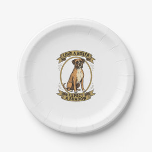 Boxer Dog Lover Shirt Vintage Engraving Funny Pet  Paper Plate