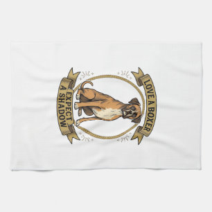 Boxer Dog Lover Shirt Vintage Engraving Funny Pet Tea Towel