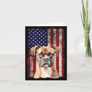 Boxer Dog Lover US Flag 4th of July Patriotic Card