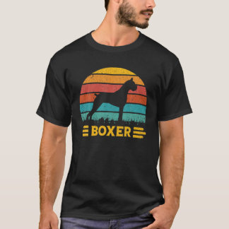 Boxer Dog Lovers Vintage Sunset For Dad Mum Kids T-Shirt