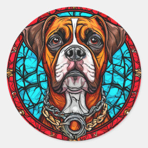 Boxer Dog Loyal Dog Lover Gift, Artistic Animal Classic Round Sticker
