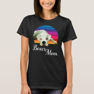 Boxer Dog Mom Rainbow Dog Animal Lover Graphic  T-Shirt