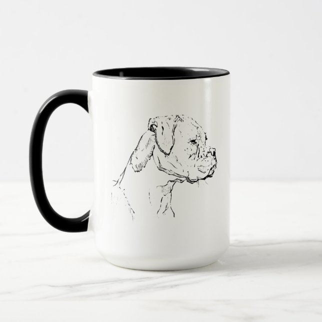 Boxer Dog Mug – Hand Drawn Ink Dog Coffee Mug (Left)